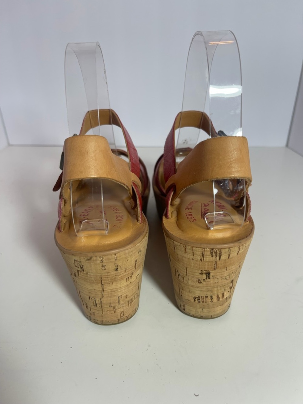 Kork-Ease Red Leather Cork Wedge Platform Sandals size 6 - Picture 5 of 8